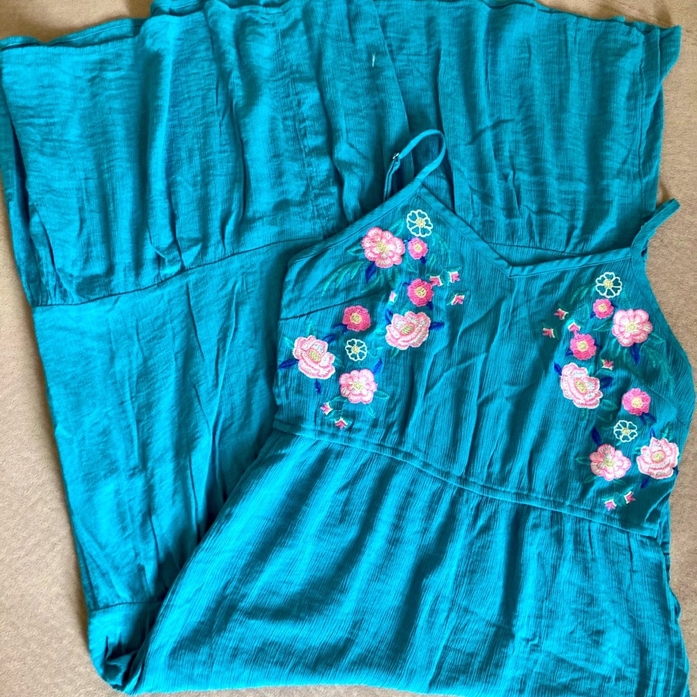 NWOT Blue Tiered Maxi Peasant Dress